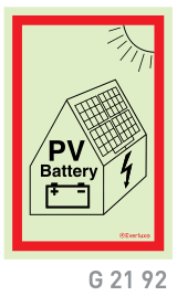 Brandschutzzeichen "PV-Speicheranlage" nach DIN 4066 i.V.m. VV BauO