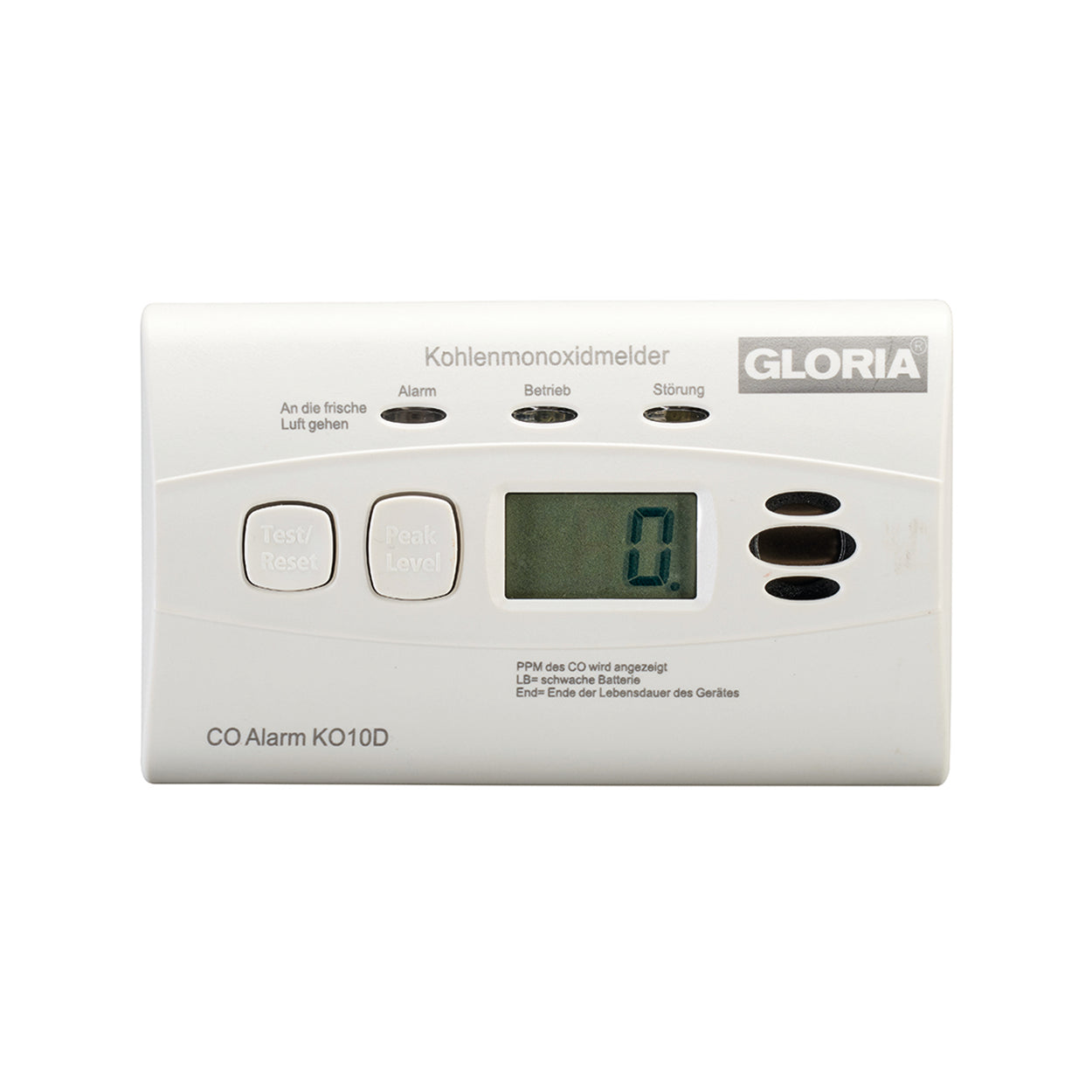 GLORIA K10D Kohlenmonoxidmelder CO Melder mit Display u. 10-Jahres Batterie